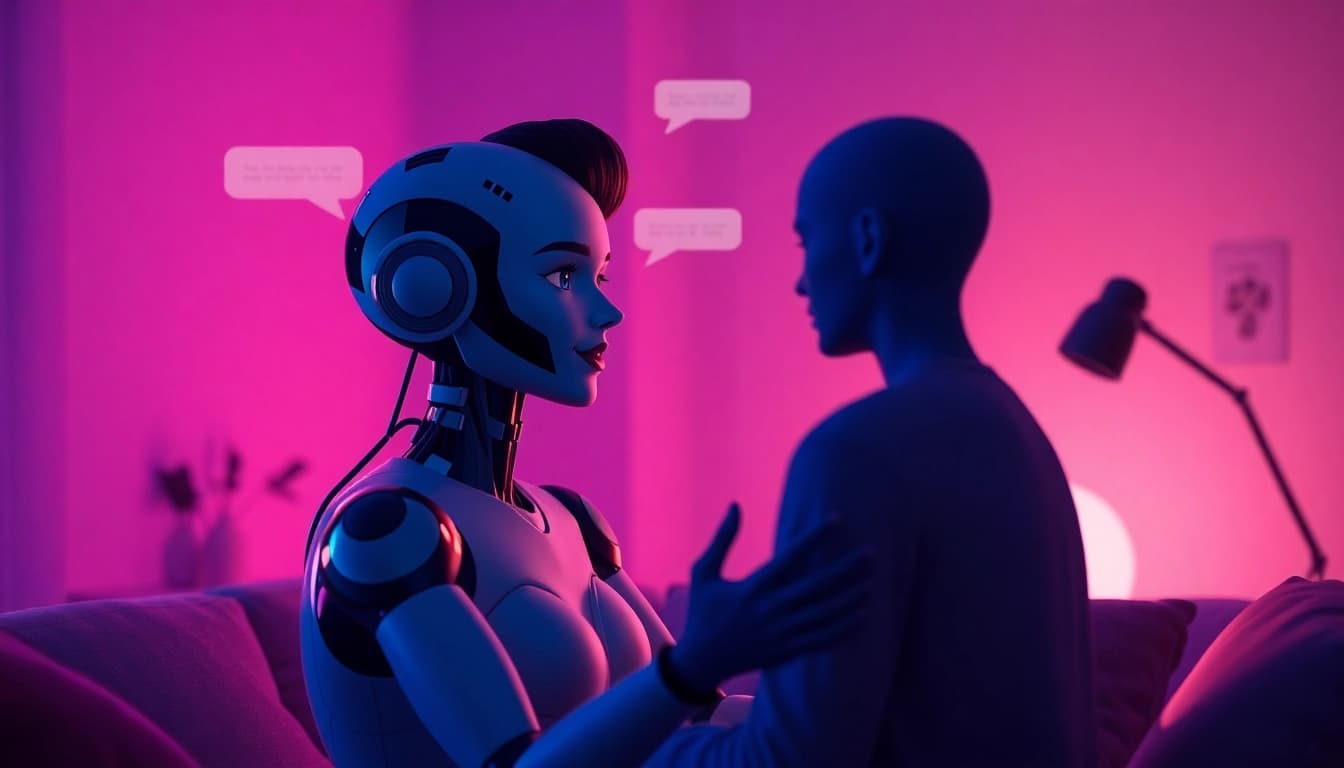 Engaging ai sex chat scene featuring an AI character interacting in a cozy virtual room.