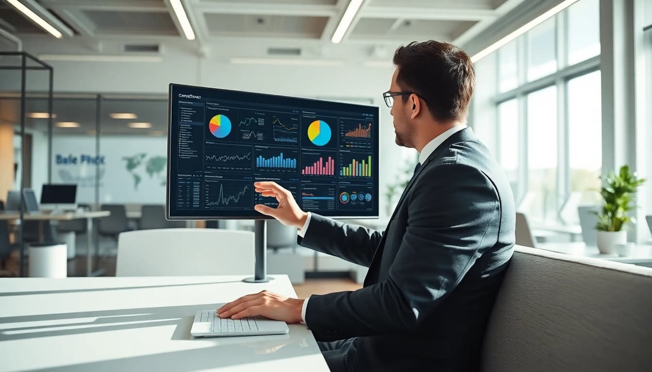 Analyze competitor insights with AI for competitor analysis in a modern office setup.