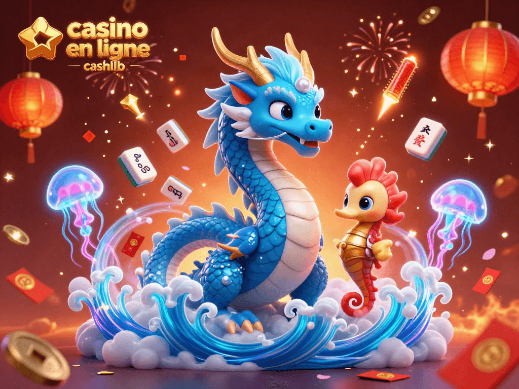 Jouez avec le casino en ligne CASHlib et découvrez l'animation d'un dragon d'eau majestueux dans un casino captivant.