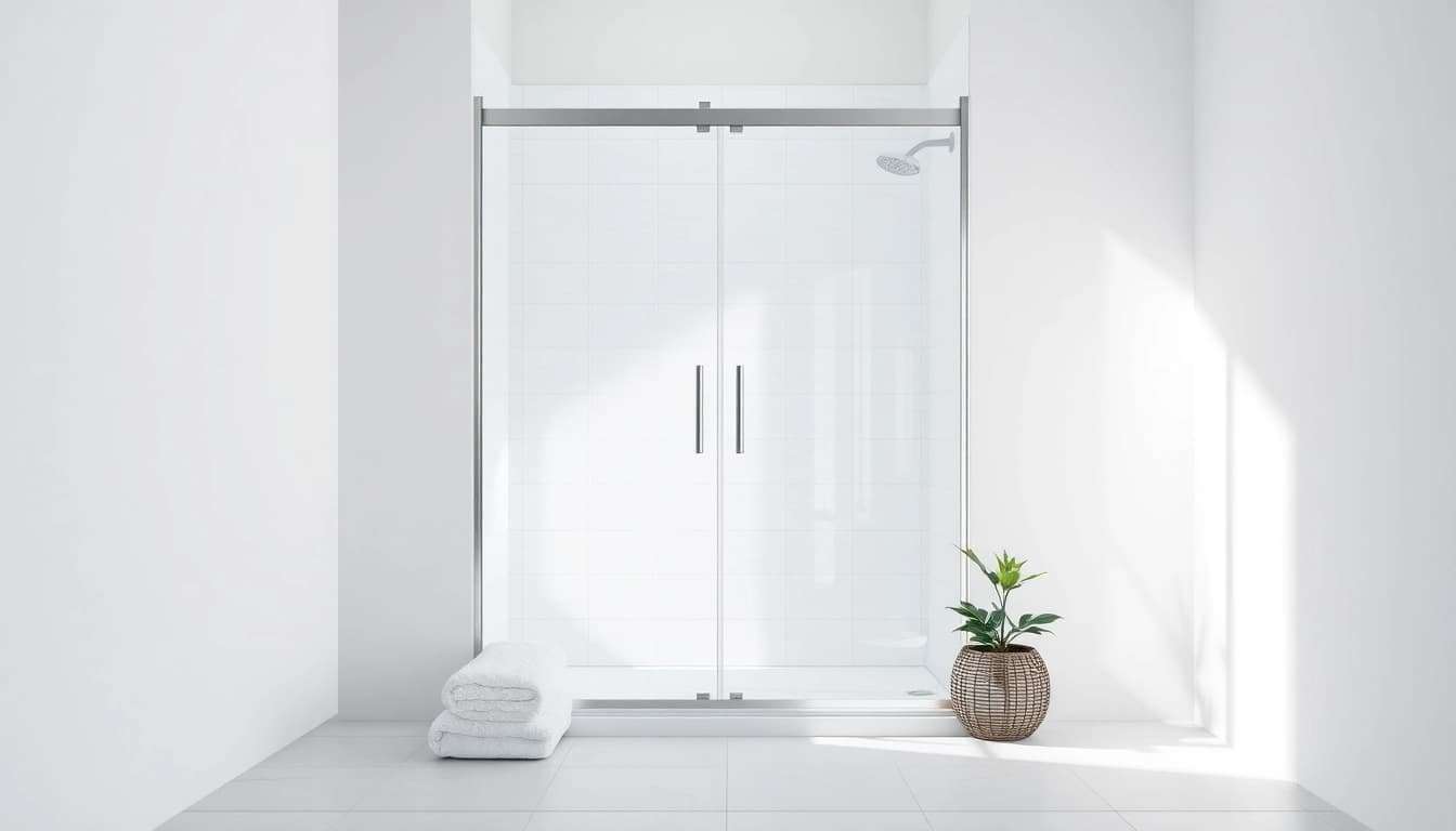 Shower screen door showcasing a modern design in a sleek bathroom environment.
