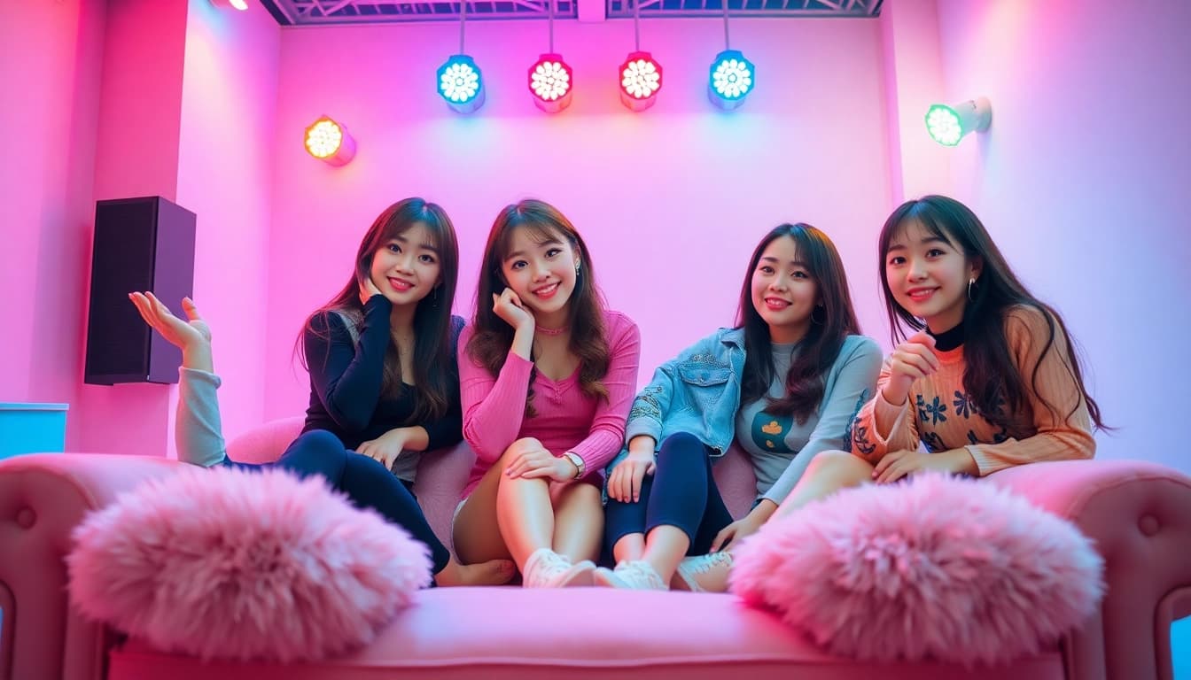 Dynamic poses of blackpink members showcasing their unique styles and personalities.