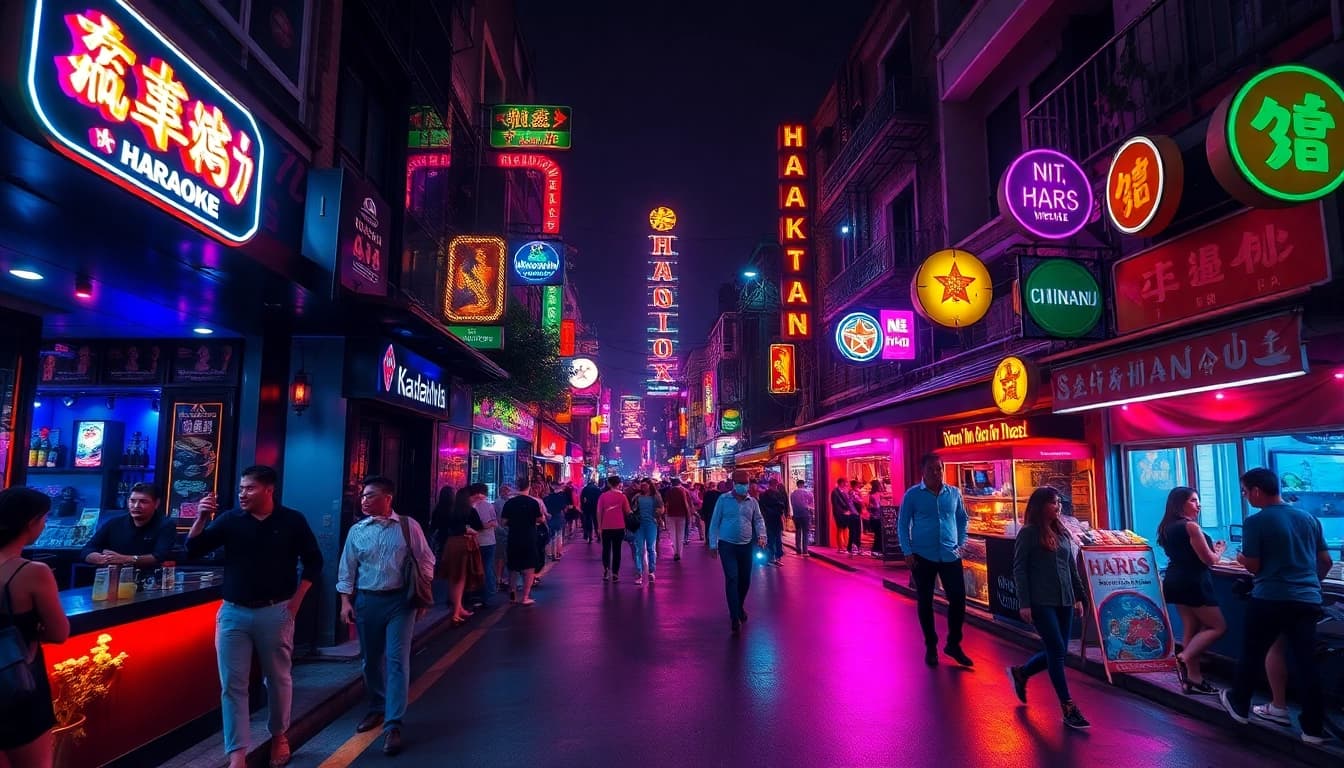 Experience 하노이밤문화 with vibrant nightlife activities in Hanoi's bustling streets.