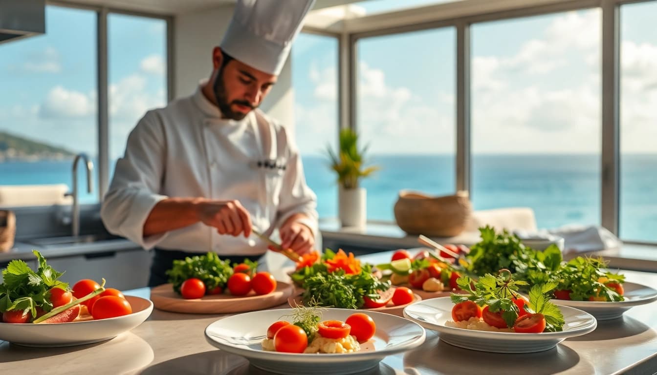 Experience luxury dining with a Sint Maarten private chef creating gourmet dishes in a beautiful villa.