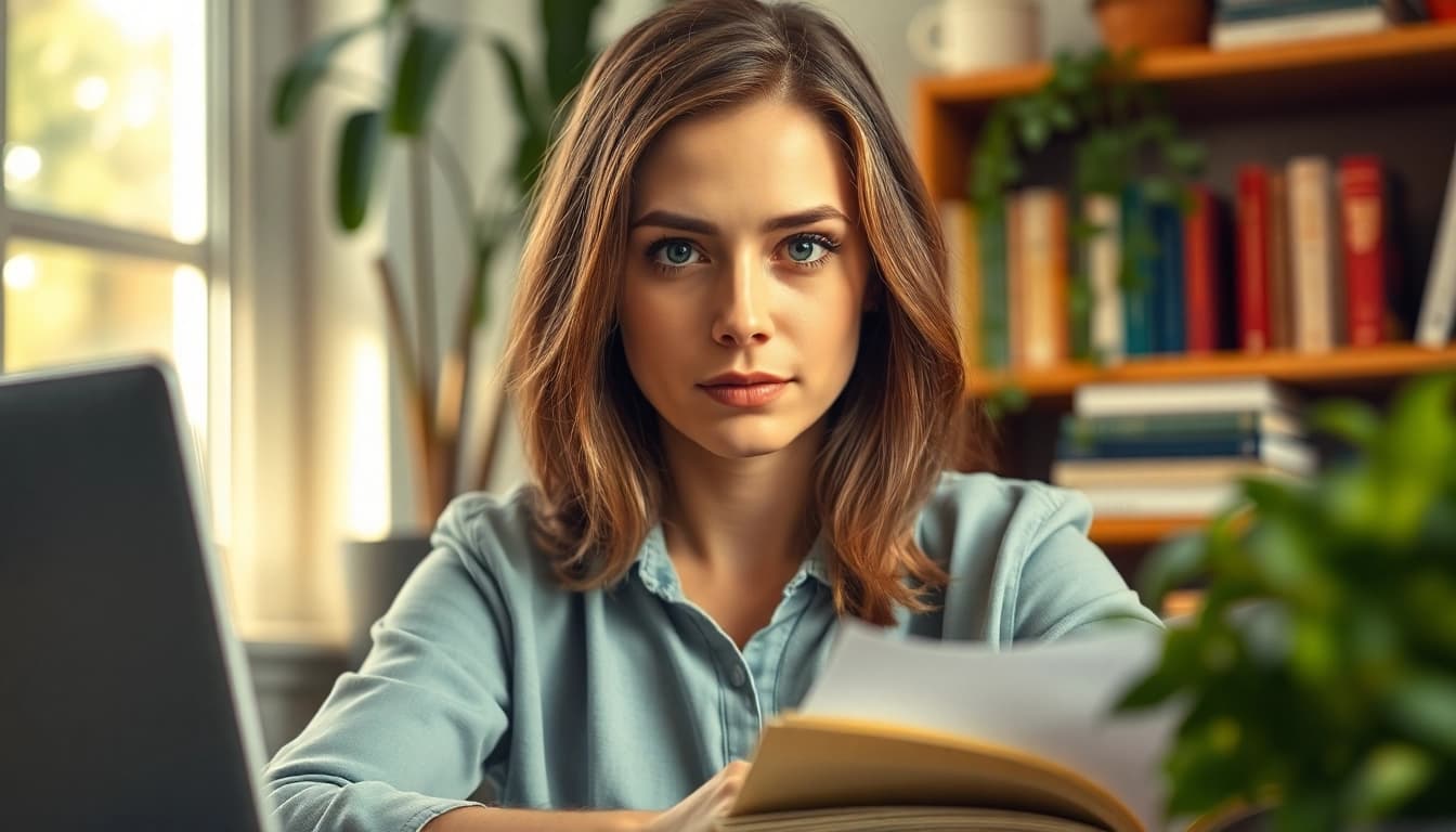 Illustration of a woman experiencing brain fog, showcasing expressions of confusion and concentration.
