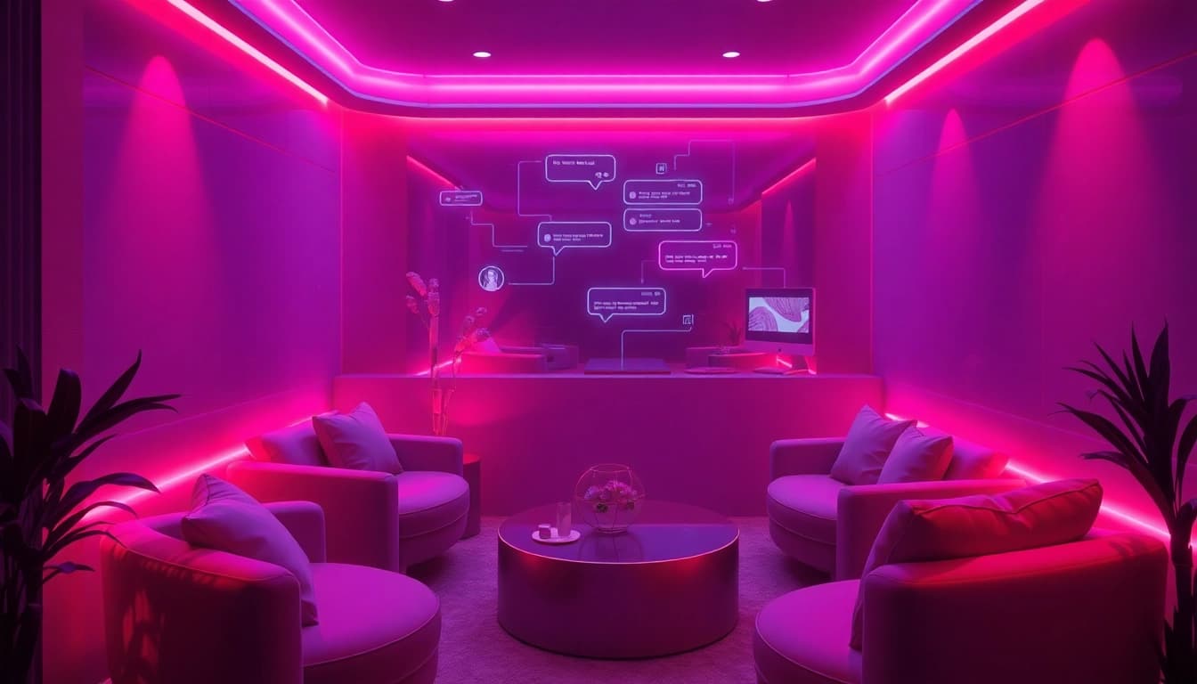 Engaging digital chat room depicting vibrant interactions in sex chat ai.