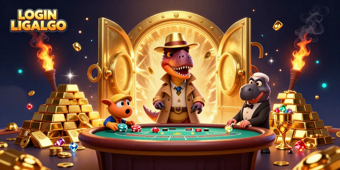 Experience excitement and winnings with LOGIN LIGALGO at this lively blackjack table illustration.
