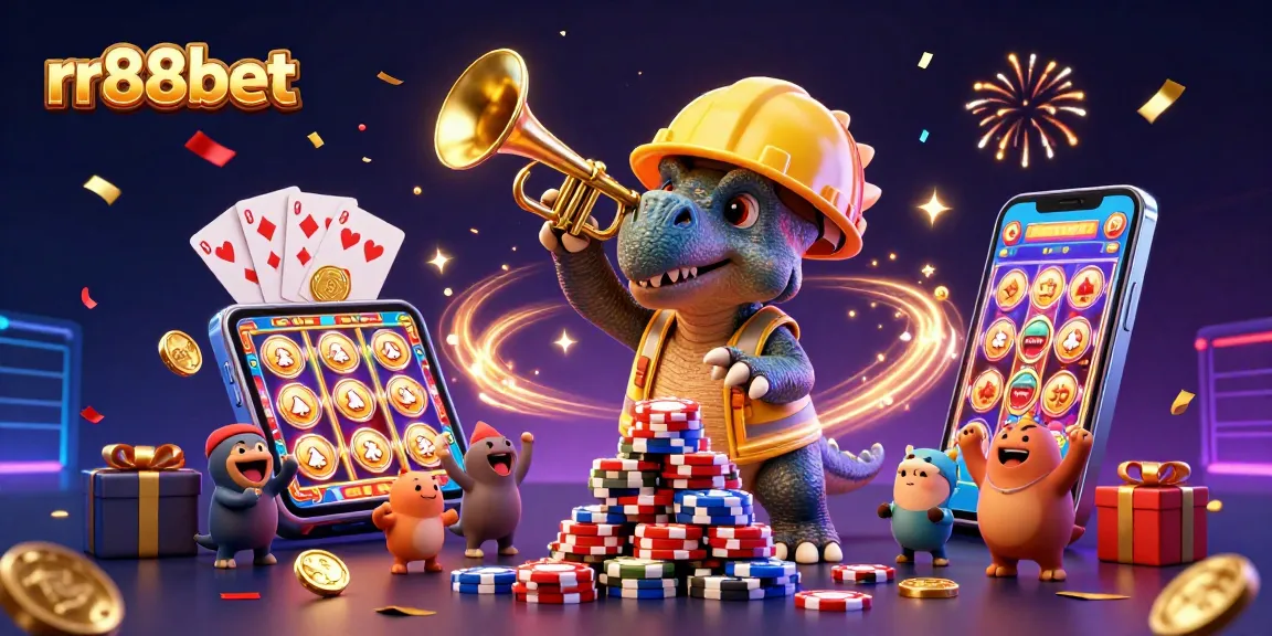 rr88bet casino celebration scene with animated characters and vibrant game elements