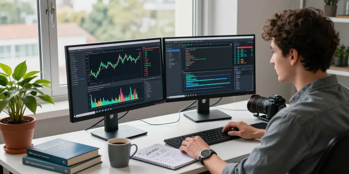 Engaged developer analyzing wheat historical Kline API data in a modern workspace.