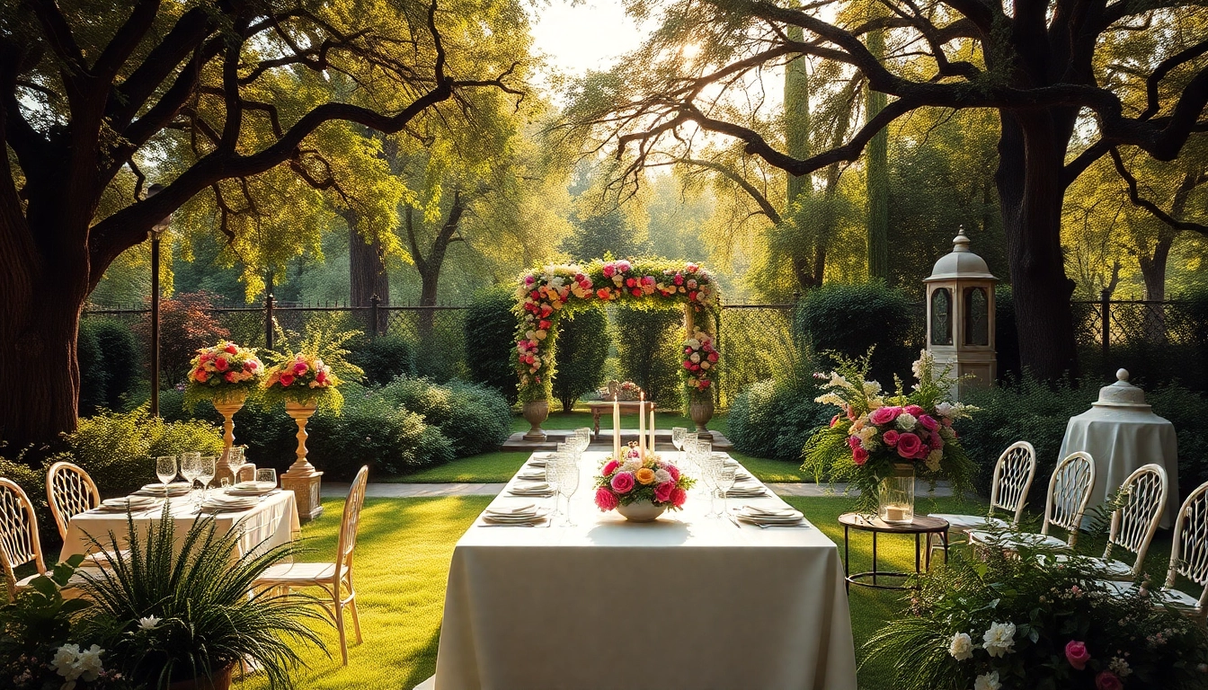 Celebrate at a stunning Wedding Event Space Jacksonville with lush greenery and elegant décor.