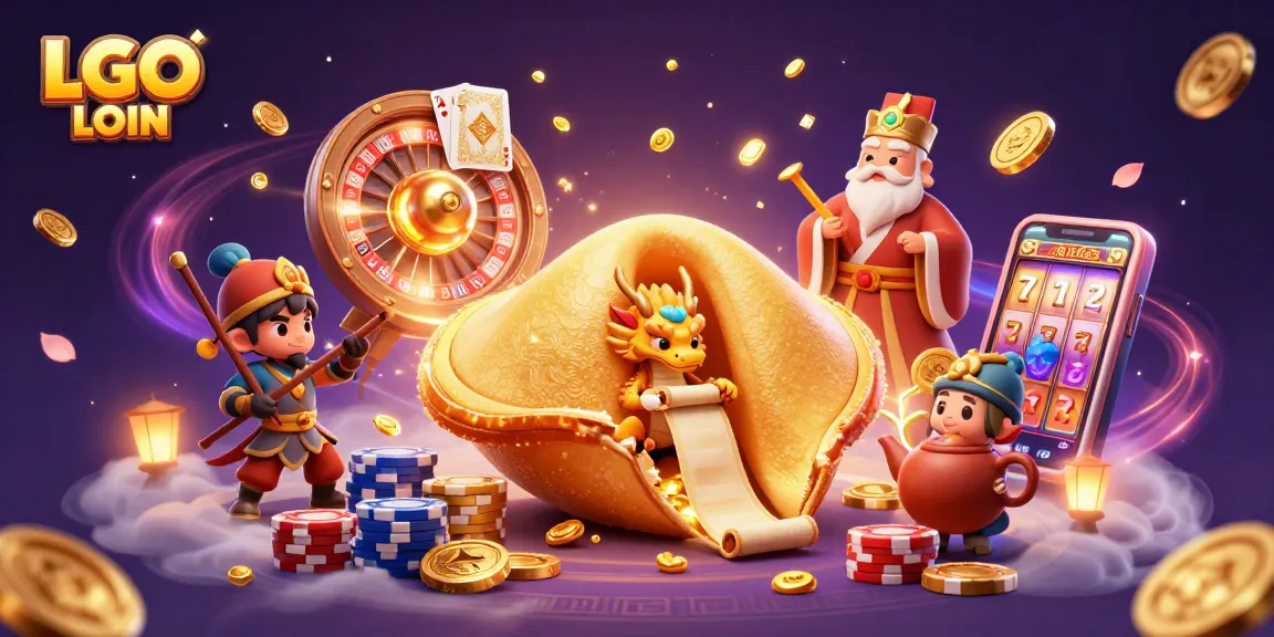Experience LGO LOGIN as golden coins and casino elements come alive in this vibrant 3D illustration.