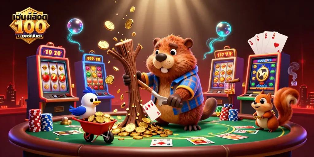 เกมสล็อตออนไลน์จริง 100 เปอร์เซ็นต์ พบกับเจ้ากระรอกและกระรอกสะสมเหรียญทองในภาพสร้างสรรค์