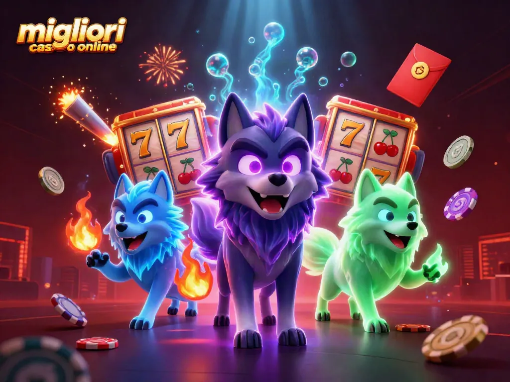 Gioca nei migliori casino online, esplora slot avvincenti e simboli fortunati in un'illustrazione 3D coinvolgente.