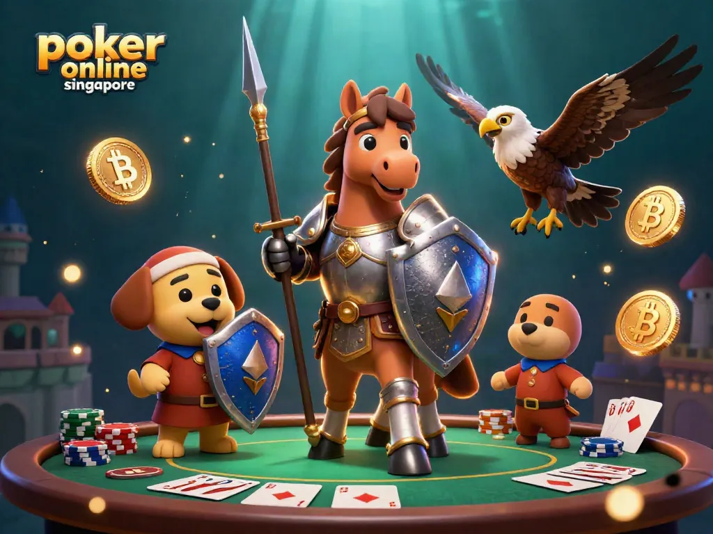 Experience thrilling poker action with "poker online singapore" featuring exciting gameplay, chips, and vibrant casino scenes.