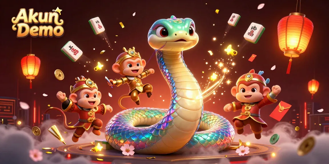 Spin to win big with Akun Demo's colorful 3D casino adventure featuring vibrant characters and festive elements.