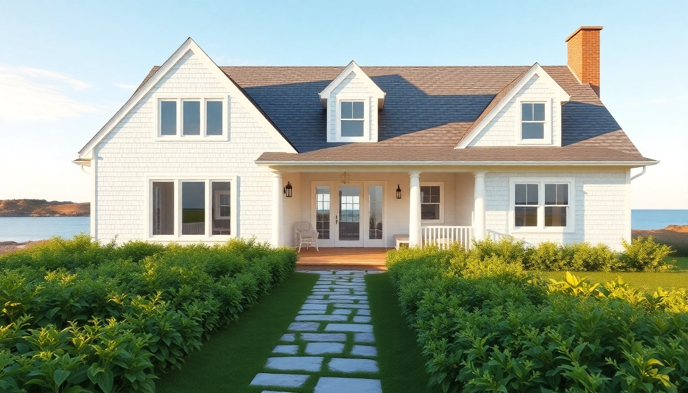 View of a stunning cape cod home addition with a welcoming facade and lush garden.