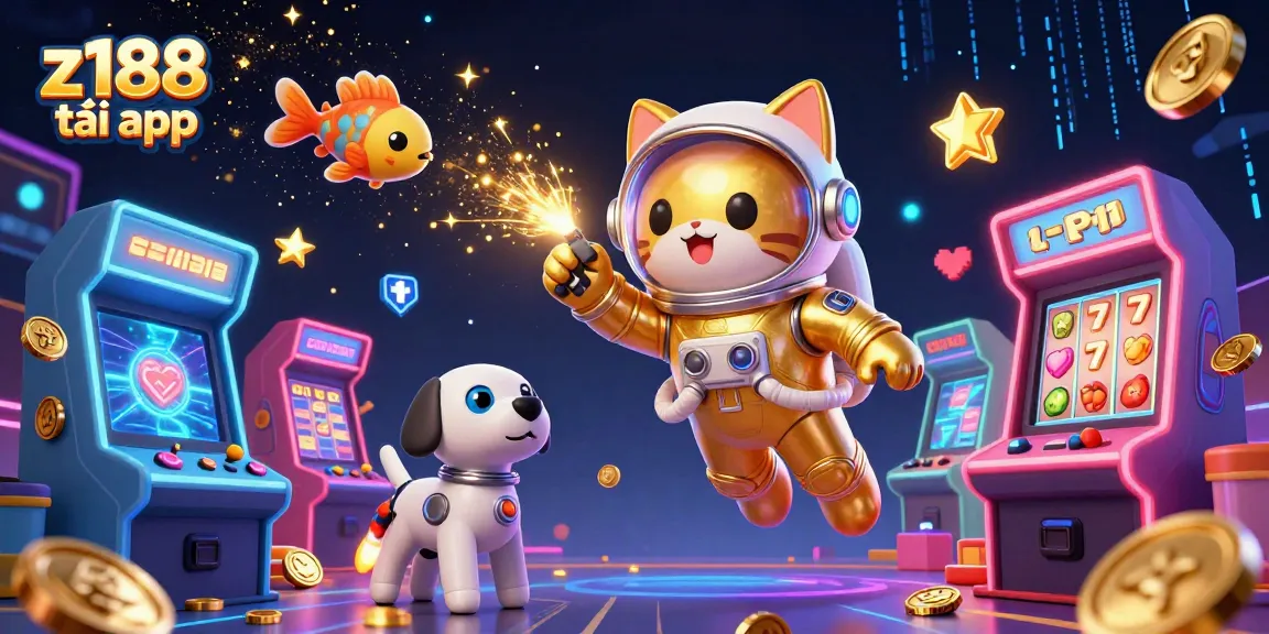 Play and win with z188 tải app in an exciting 3D casino adventure illustration.