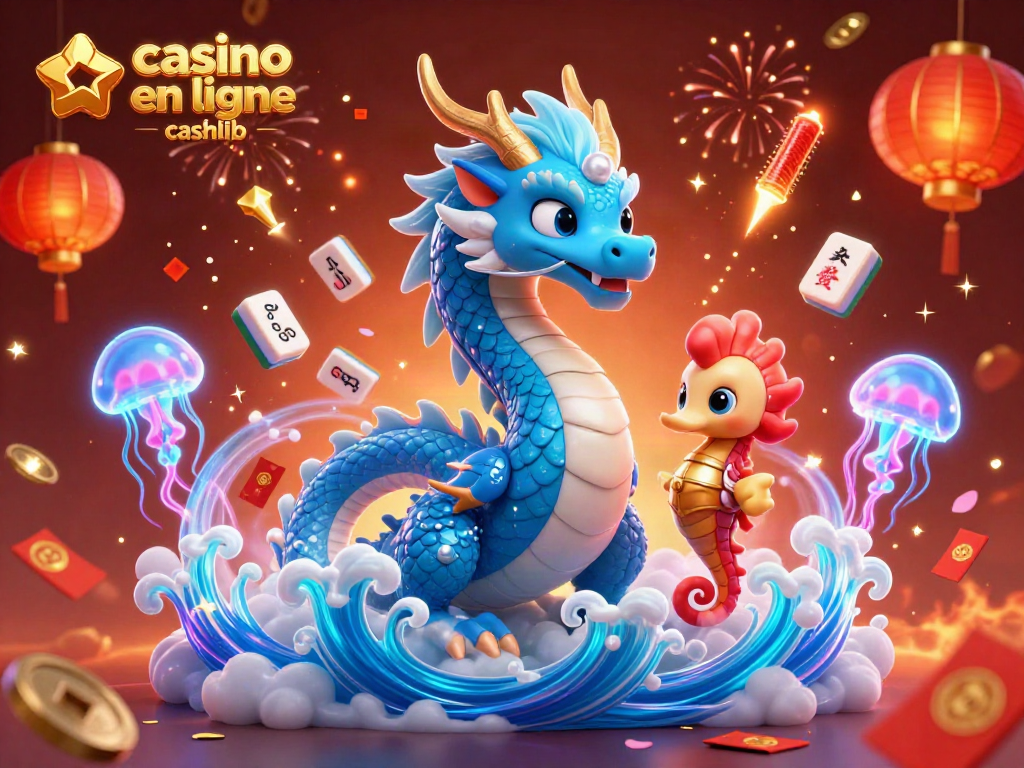 Jouez avec le casino en ligne CASHlib et découvrez l'animation d'un dragon d'eau majestueux dans un casino captivant.