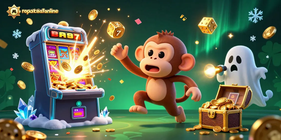 Experience an exciting casino adventure with ropatendidafanzine as playful characters juggle rewards in a vibrant environment.