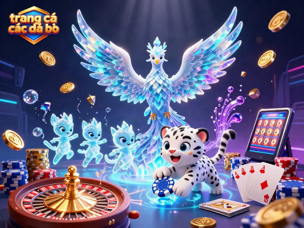 Trang cá cược đá bóng với biểu tượng chiến thắng trong một bức tranh minh họa 3D đầy màu sắc và sinh động.