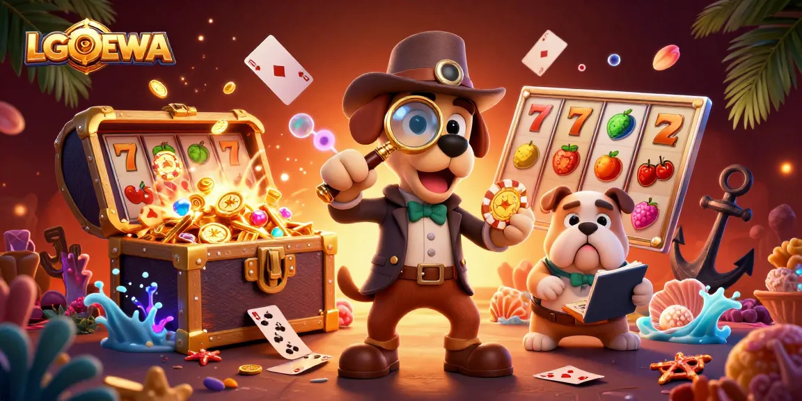 Engage with LGODEWA's thrilling slots as a detective uncovers winning poker clues amidst a treasure hunt.