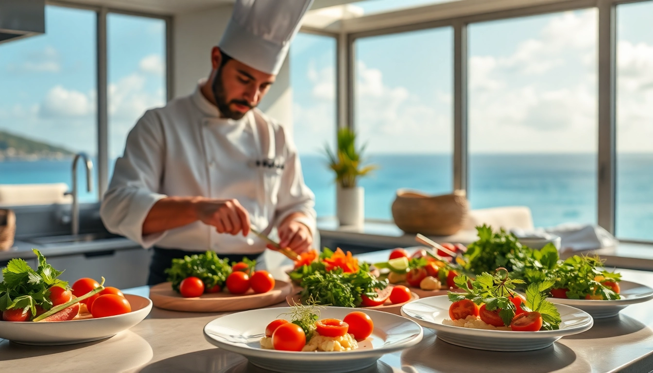 Experience luxury dining with a Sint Maarten private chef creating gourmet dishes in a beautiful villa.