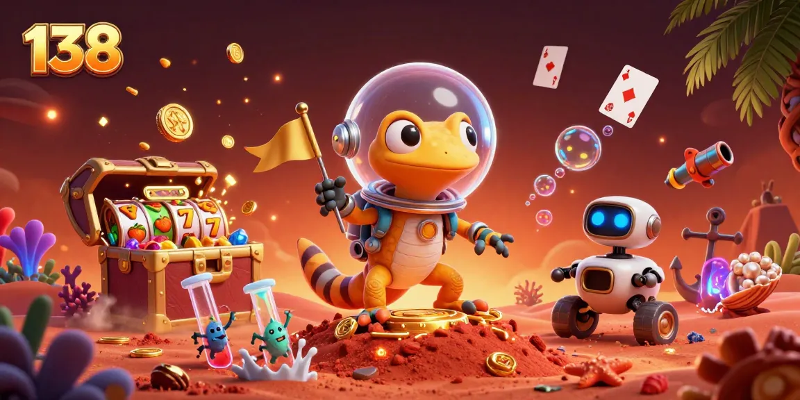 Engage in thrilling 138 slot adventures as our Martian gecko uncovers the buried casino treasures!