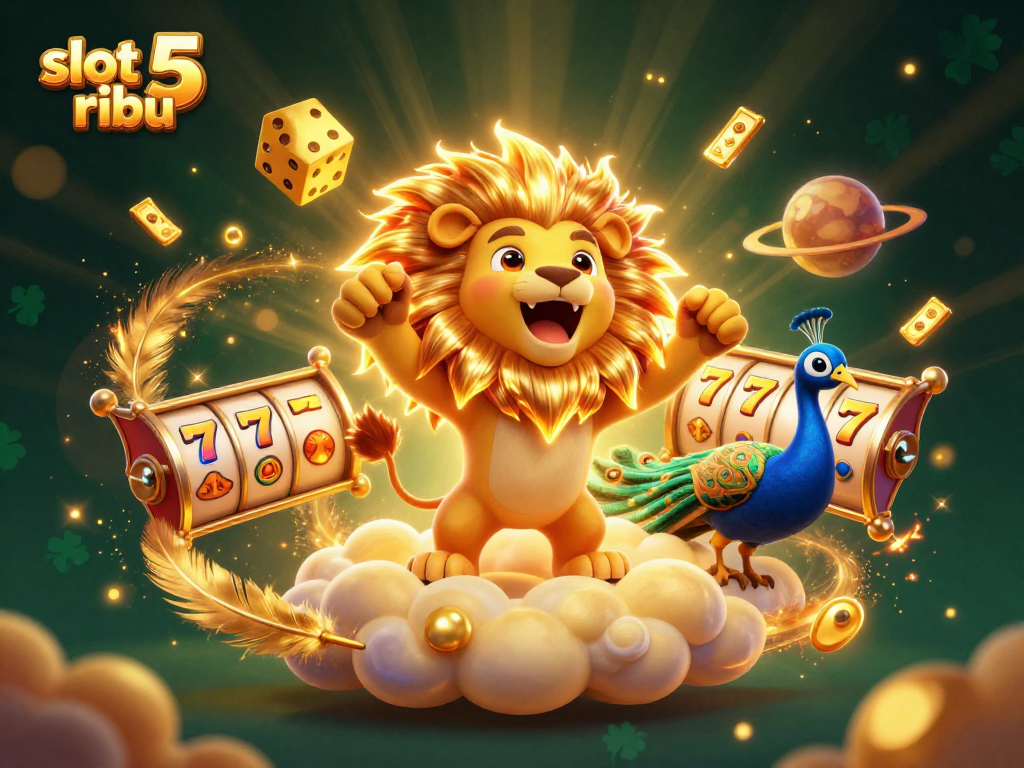 Experience the excitement of slot 5 ribu with vibrant 3D elements in this dynamic casino illustration.