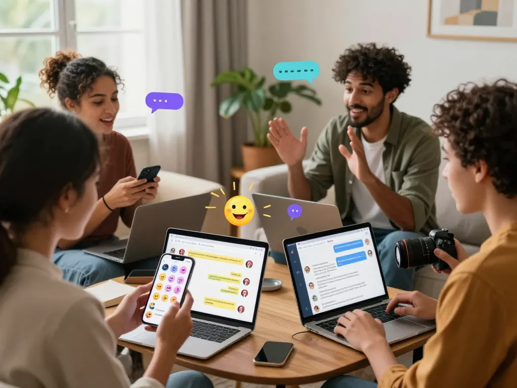 Engaging users interact with spicychat AI chatbots in a cozy living room setting.