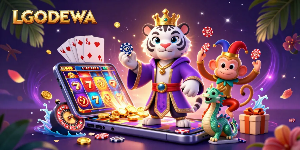 Engage with LGODEWA's thrilling slot adventures featuring a royal tiger, monkey juggler, and jade dragon.