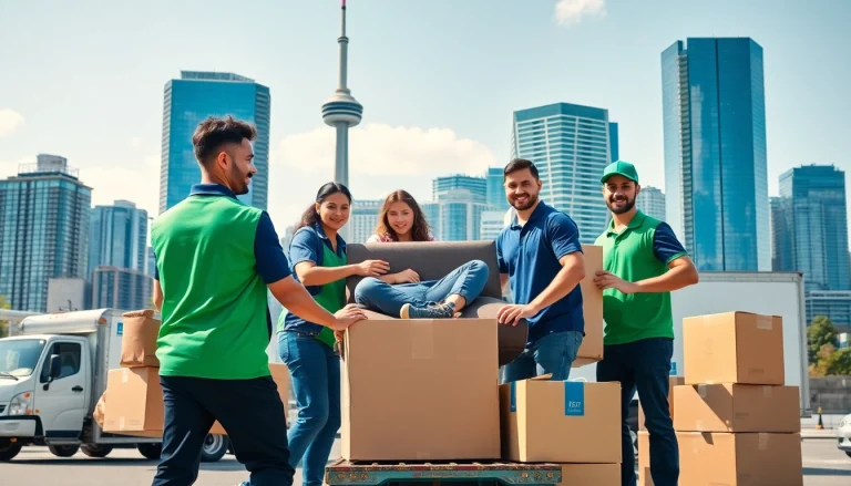 Toronto movers efficiently relocating clients in a bright urban setting.