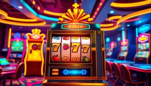 Memenangkan pakde4d slot dalam suasana kasino online yang ceria dengan mesin slot berwarna cerah.