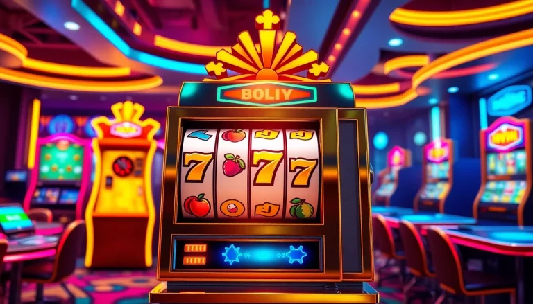 Memenangkan pakde4d slot dalam suasana kasino online yang ceria dengan mesin slot berwarna cerah.