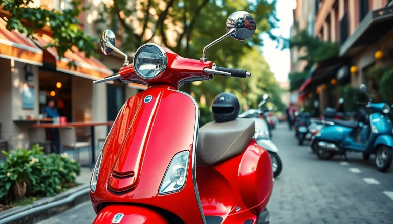 Verkauf eines Vespa bei der rollerzentrale münchen mit urbanem Hintergrund