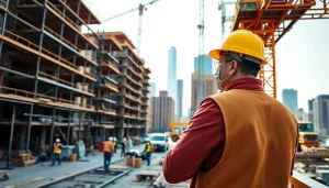 Manhattan General Contractor overseeing an active urban construction site, with workers and equipment visible.