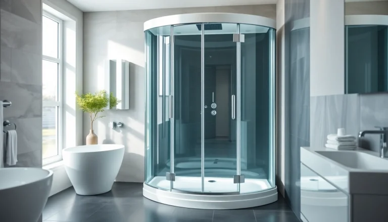 Die sonni Duschkabine in modernem Badezimmer mit elegantem Design und klaren Linien.