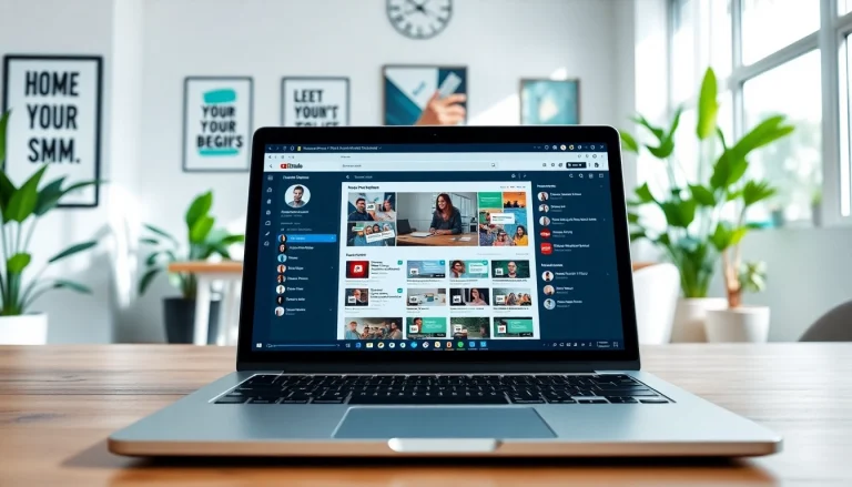 Enhance your channel visibility with a professional youtube smm panel setup in a modern office.