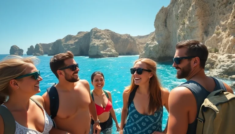 Cabo adventure tours with adventurers enjoying snorkeling and hiking against a vibrant ocean backdrop.