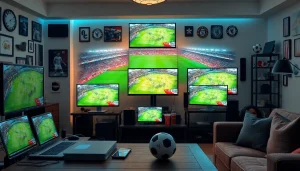해외축구중계 화면을 가진 에너지 넘치는 스포츠 시청 환경