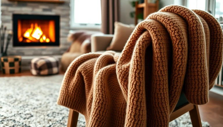 Fleece stof over een houten stoel in een gezellige woonkamer met een open haard.