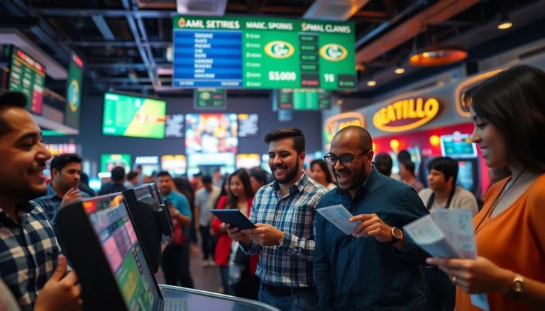 Vibrant sports betting in Mexico scene showcasing enthusiastic bettors and lively casino atmosphere.