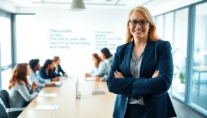 Empower Career Coach Gaithersburg, MD guiding a diverse group in a modern office setting.