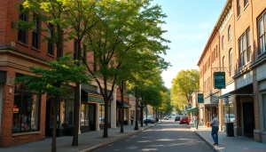 Capture of Clarksburg's charming downtown, featuring historic buildings and vibrant streets.