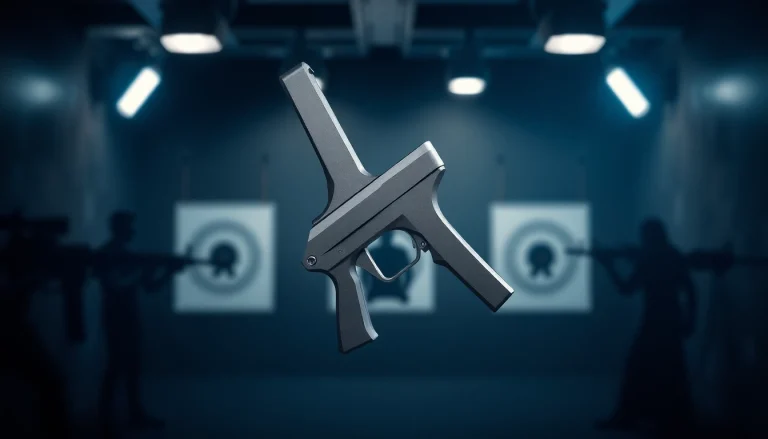 Alamo trigger displayed in a shooting range with impressive design and features.