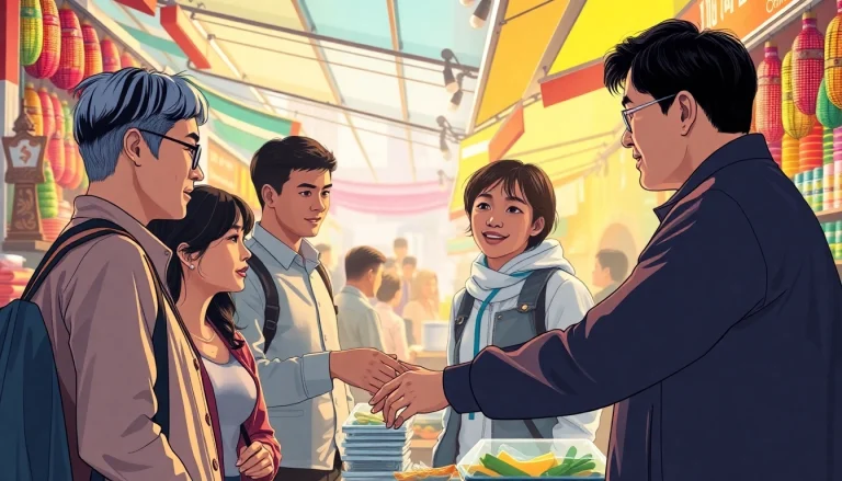 카드깡과 관련된 현금 거래 장면을 보여주는 일러스트 이미지