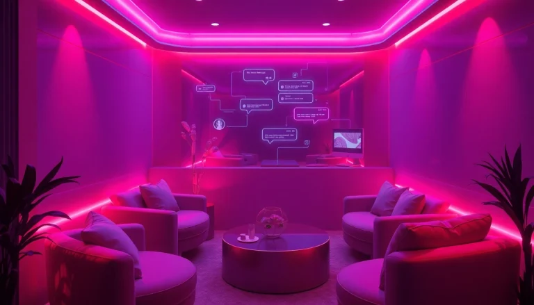 Engaging digital chat room depicting vibrant interactions in sex chat ai.