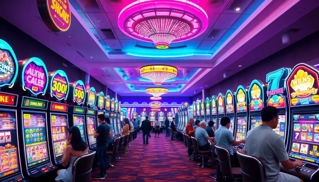 Experience slot hoki excitement on a vibrant casino floor filled with engaging slot machines and enthusiastic players.