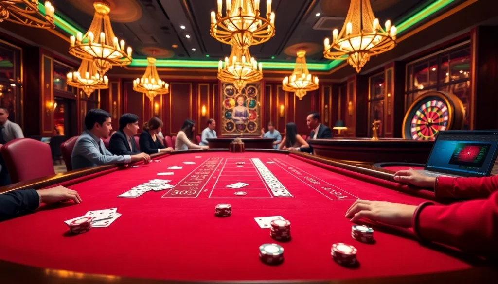 Exciting Baccarat gaming scene at https://xx88.us/ with players, cards, and chips.