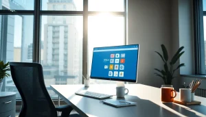 在电脑上展示 WPS Office 界面的现代办公工作区