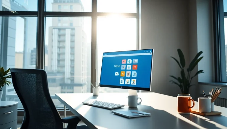 在电脑上展示 WPS Office 界面的现代办公工作区