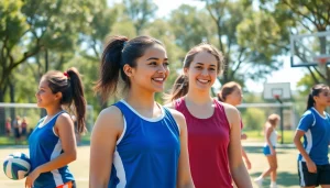 Girls enjoying Multi Sports Camps for Girls with friends while playing soccer and volleyball.